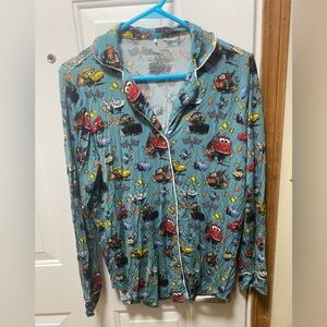 Disney x Posh Peanut "Cars" Long Sleeve Button-Down Pajama Top - Women’s Medium